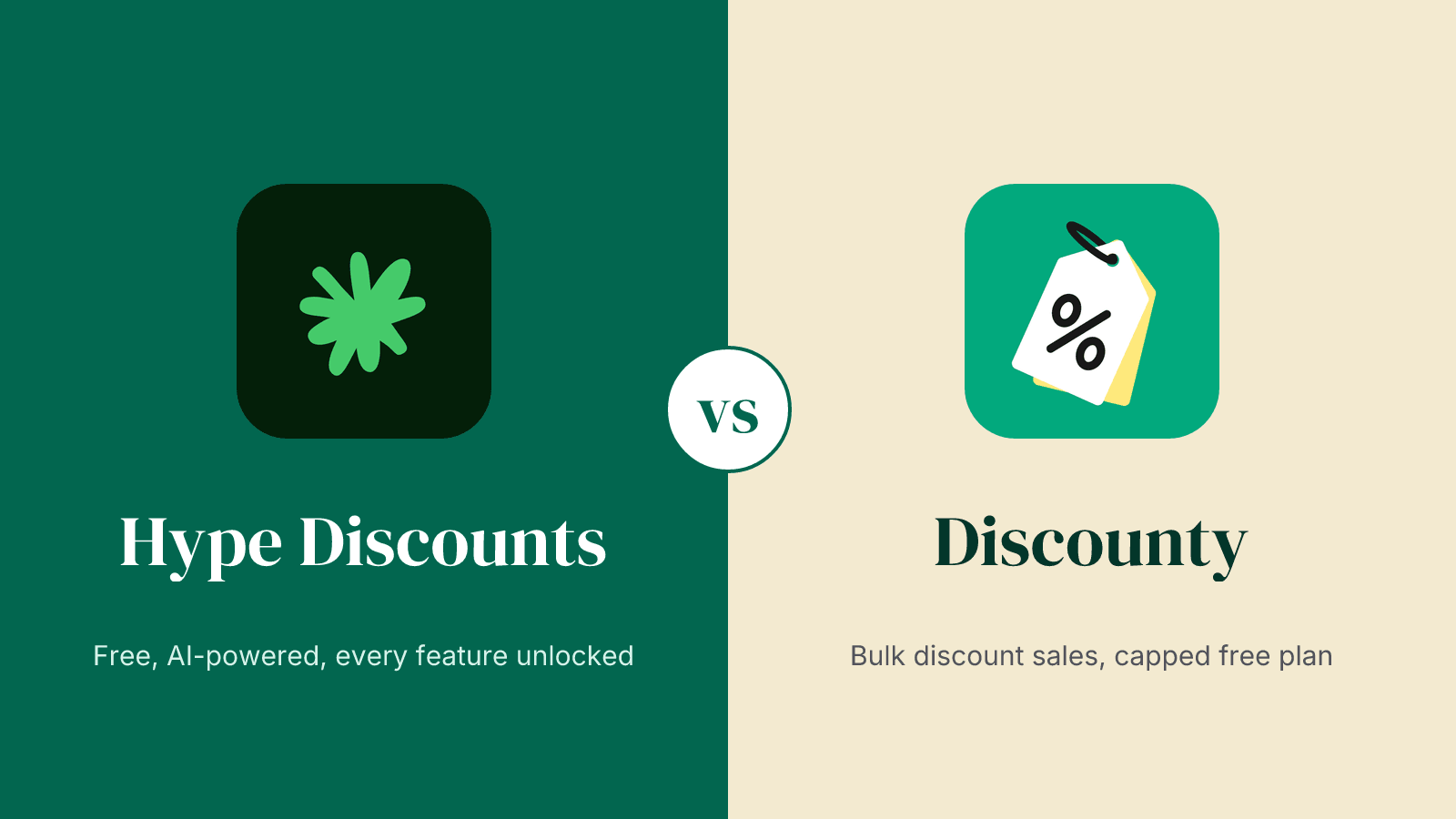 Hype Discounts vs Discounty - Shopify discount app comparison